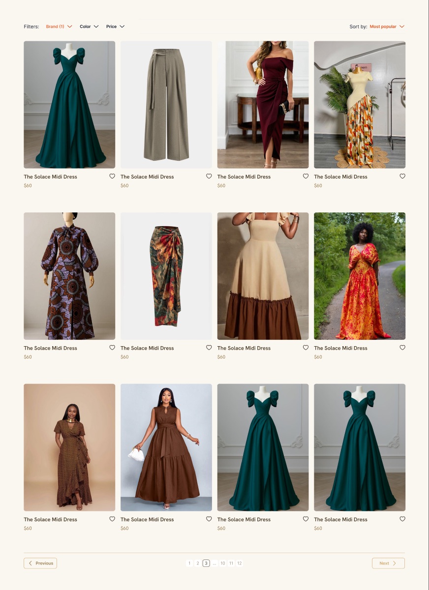 Mastribe shop page — filterable product grid with sort and pagination